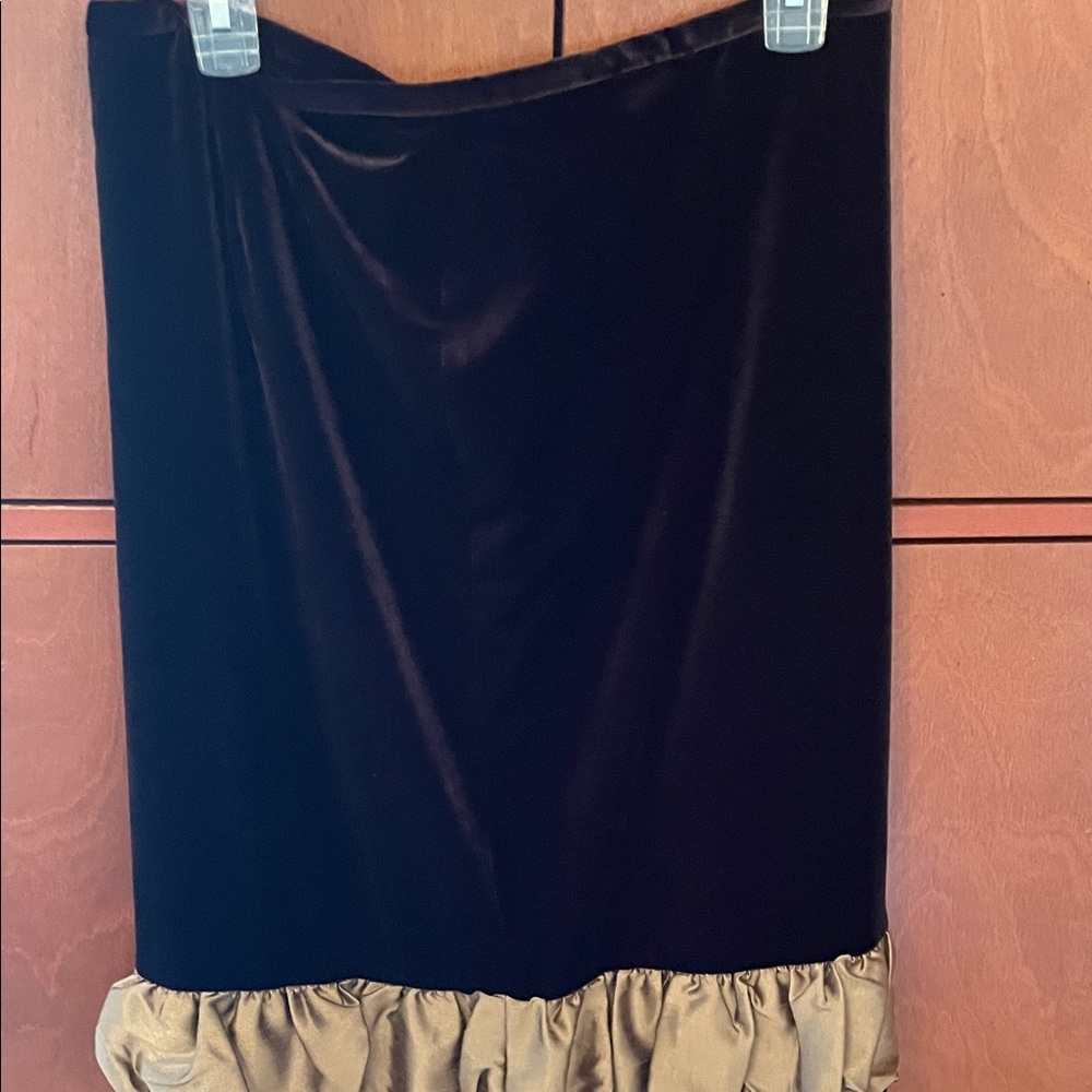 Elegant Brown and Gold Women's Skirt grace elements velvet sz 10